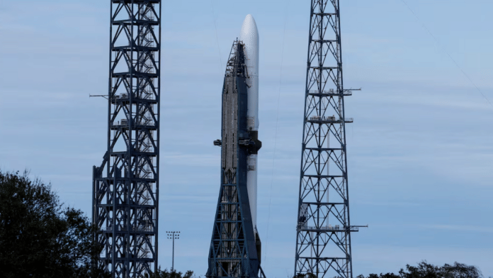 A Blue Origin New Glenn rocket stands ready for its inaugural launch at the Cape Canaveral Space Force Station in Cape Canaveral, Florida, U.S., on 11 January 2025. | File Photo | Joe Skipper | Reuters