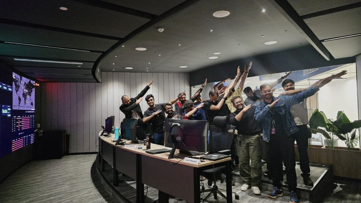 Digantara team celebrating after the launch of their satellites aboard a SpaceX rocket | Credit: X/Digantara