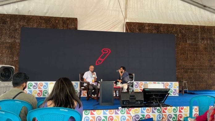 Former National Security Adviser Shivshankar Menon with journalist Mujib Mashal at Kerala Literature Festival, Kozhikode