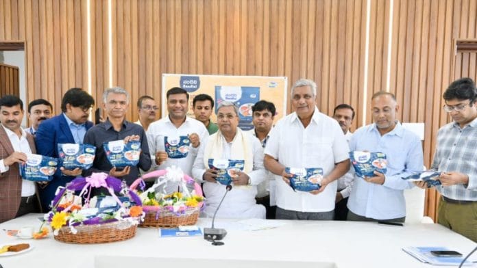 Karnataka Chief Minister Siddaramaiah launching Nandini’s dosa/idli batter on 25 December 25 2024. | X / @KMF Nandini 