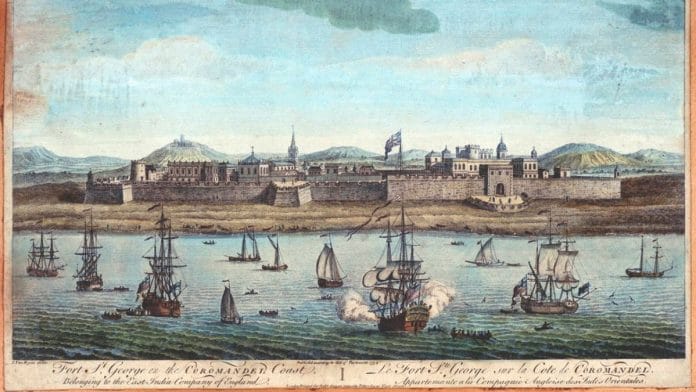18th-century print of Fort St. George, Madras—the oldest English settlement in India | Commons