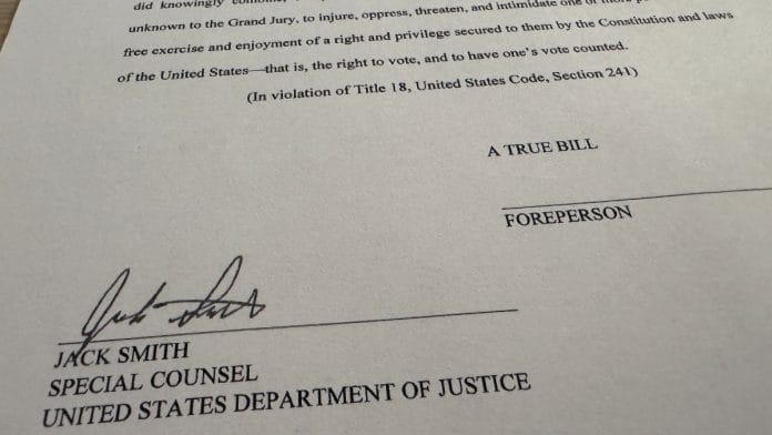 Special Counsel Jack Smith's signature is seen on a revised indictment in the 2020 election subversion case against Donald Trump after U.S. prosecutors obtained the indictment in Washington, U.S., August 27, 2024 | File photo | Handout via Reuters