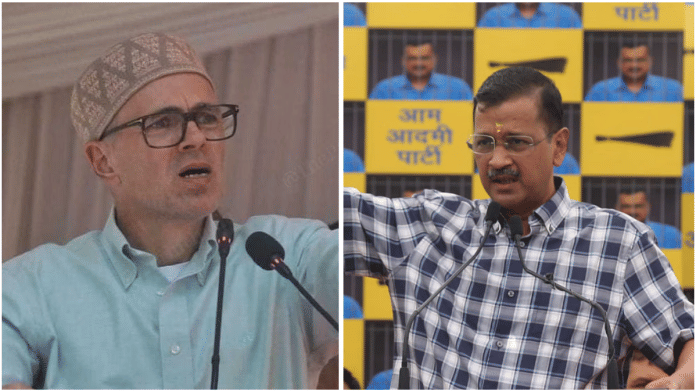 Chief Minister of Jammu and Kashmir Omar Abdullah (left) and Delhi CM Arvind Kejriwal (right) | Praveen Jain/Suraj Singh Bisht | ThePrint