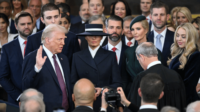 Donald Trump is sworn in as the 47th US President in the US Capitol Rotunda in Washington, DC, on 20 January 2025. | SAUL LOEB | Pool via Reuters