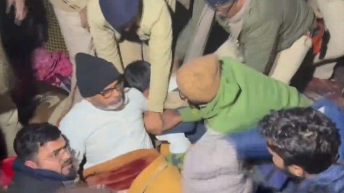 Jan Suraaj founder Prashant Kishor being removed from the protest site at Patna's Gandhi Maidan | PTI