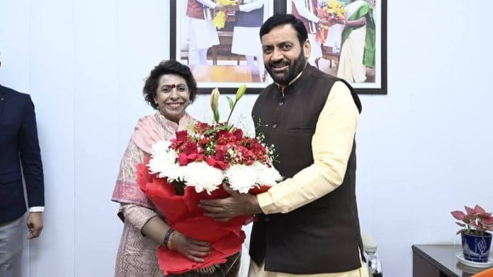 File photo: Haryana State Commission for Women Chairperson Renu Bhatia with Chief Minister Nayab Saini | Facebook