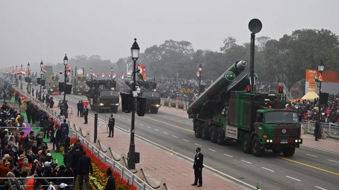 File photo: The BrahMos missile system passing through Kartavya Path during the 2023 Republic Day parade | ANI