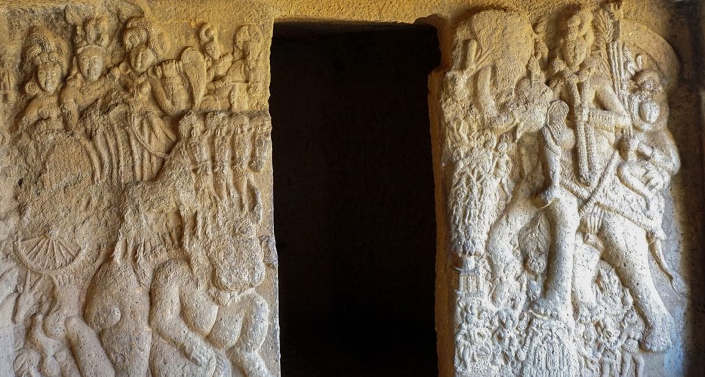 Guardians Surya and Indra at the BhajaCaves; India; Photograph: Photo Dharma(2019), Wikimedia Commons