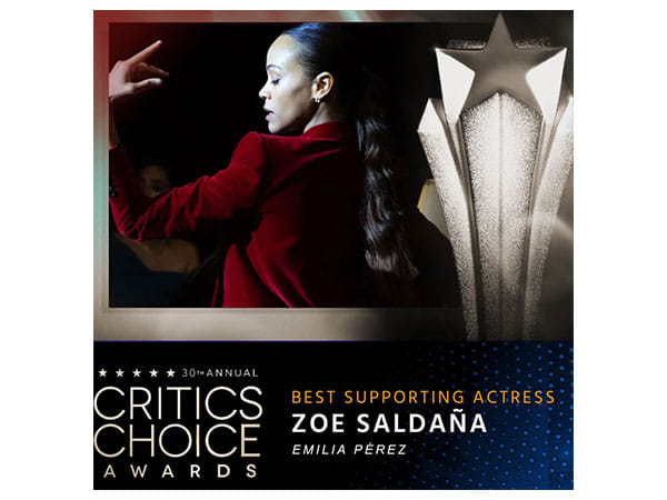 Zoe Saldana bags her first Critics Choice Award for 'Emilia Perez'