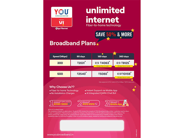 YOU Broadband Launches High-Speed Internet Plans in Pune City at Unbeatable Prices - Get 300 Mbps at Just Rs799!
