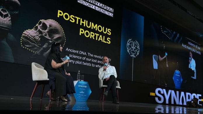 American geneticist David Reich speaking at Synapse 2025 in Gurugram | Synapse