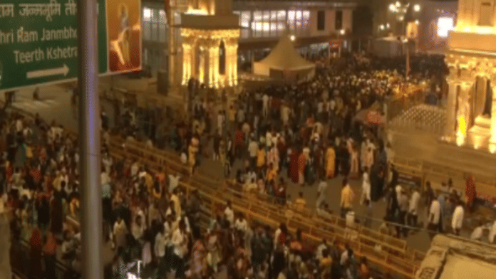 Huge gathering of devotees at Ayodhya Ram temple. | ANI