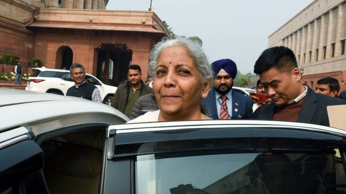 Union Finance Minister Nirmala Sitharaman leaves Parliament after presenting the Union Budget 2025 in New Delhi Saturday | Photo: ANI