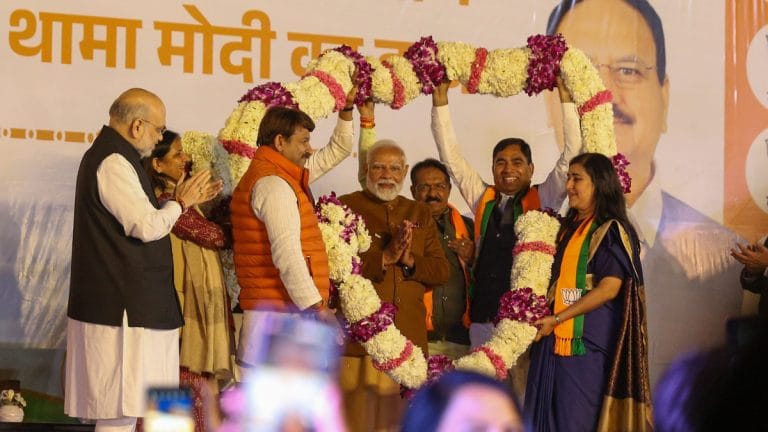 Drums, crackers, confetti: BJP office erupts in joy as party returns to power in Delhi after 27 yrs