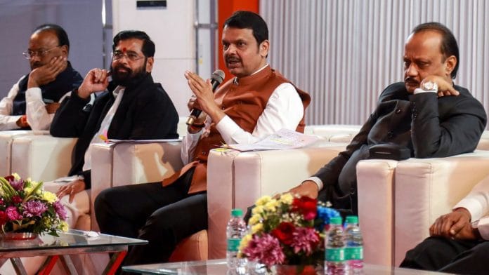 File photo of Maharashtra Chief Minister Devendra Fadnavis with Deputy Chief Ministers Eknath Shinde and Ajit Pawar | Photo: ANI