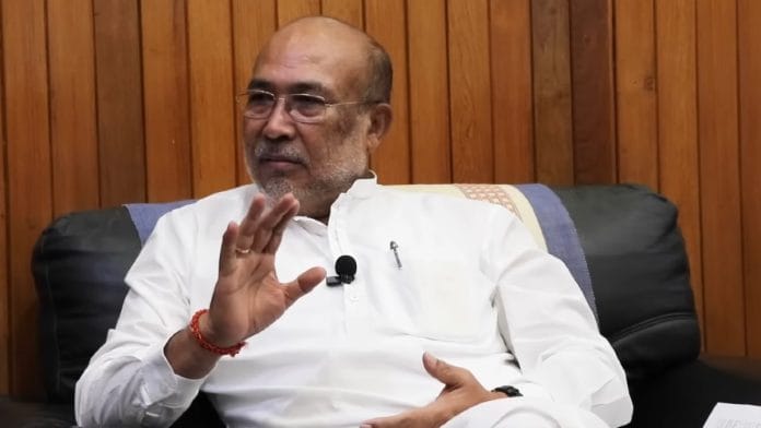 File photo of Manipur caretaker CM N. Biren Singh in conversation with ThePrint