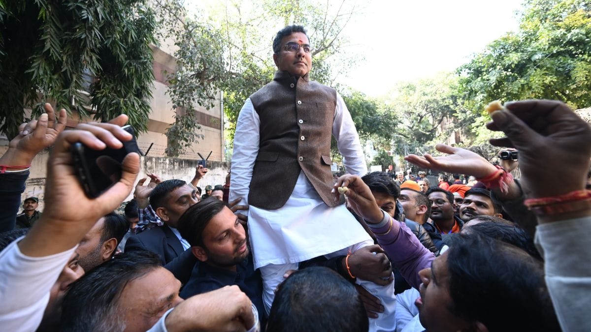 Parvesh Verma celebrates after his win against Arvind Kejriwal | Suraj Singh Bisht