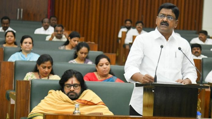 Andhra Pradesh Finance Minister Payyavula Keshav presenting budget in Assembly, Friday | X @PayyavulaOffl