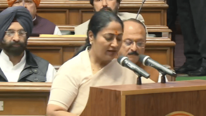 Delhi CM Rekha Gupta takes oath as MLA in the Assembly. Pro-tem Speaker Arvinder Singh Lovely administers the oath