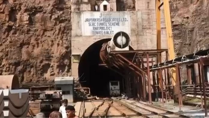 The under construction stretch in the tunnel of Srisailam Left Bank Canal (SLBC) project where a section of roof collapsed, in Nagarkurnool district, Saturday. | By special arrangement | ThePrint