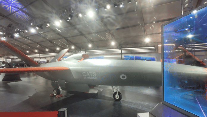 A full-scale engineering demonstrator of the Combat Air Teaming System (CATS) Warrior on display at Aero India 2025 in Bengaluru | Smruti Deshpande | ThePrint