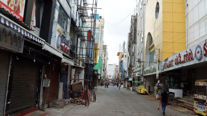 File photo of shops closed during lockdown in Chennai | ANI