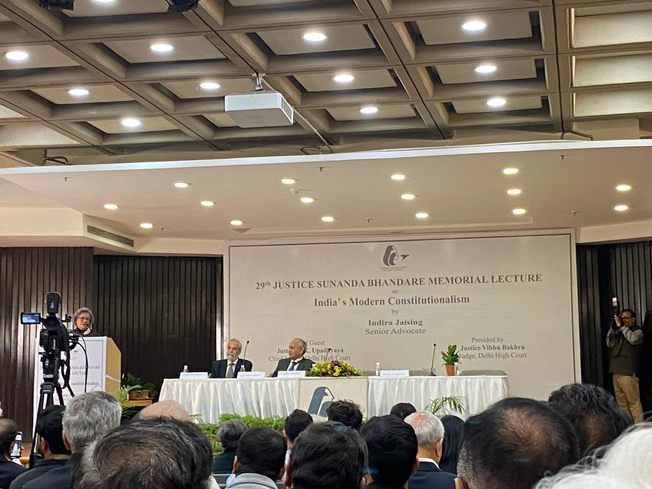 Senior advocate Indira Jaising speaking at the lecture. | Khadija Khan | ThePrint