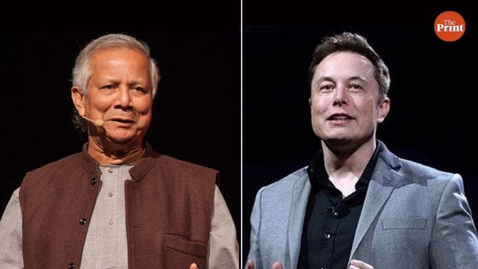 Muhammad Yunus (left) and Elon Musk | Photos: Commons/X
