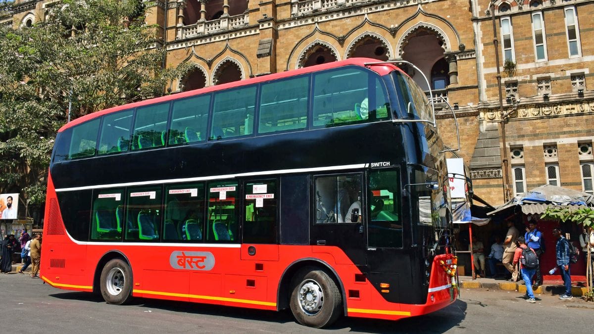 An air-conditioned electric double-decker bus (e-bus) of the Brihanmumbai Electricity Supply and Transport (BEST) | Photo: ANI