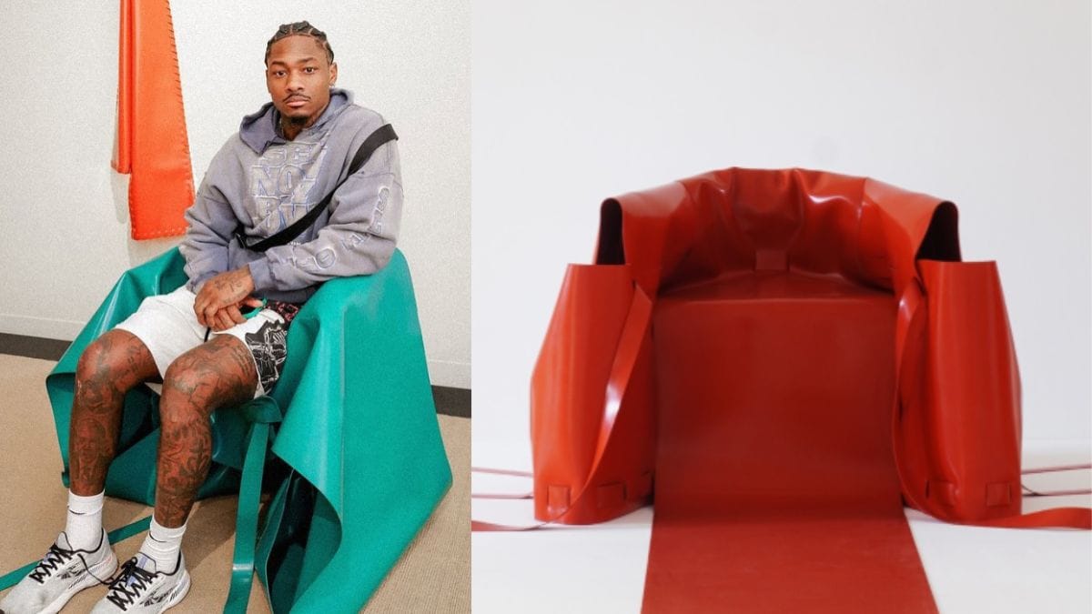 Sudheer Rajbhar's creations, Baldric Chair (left) and Flap Chair (right)