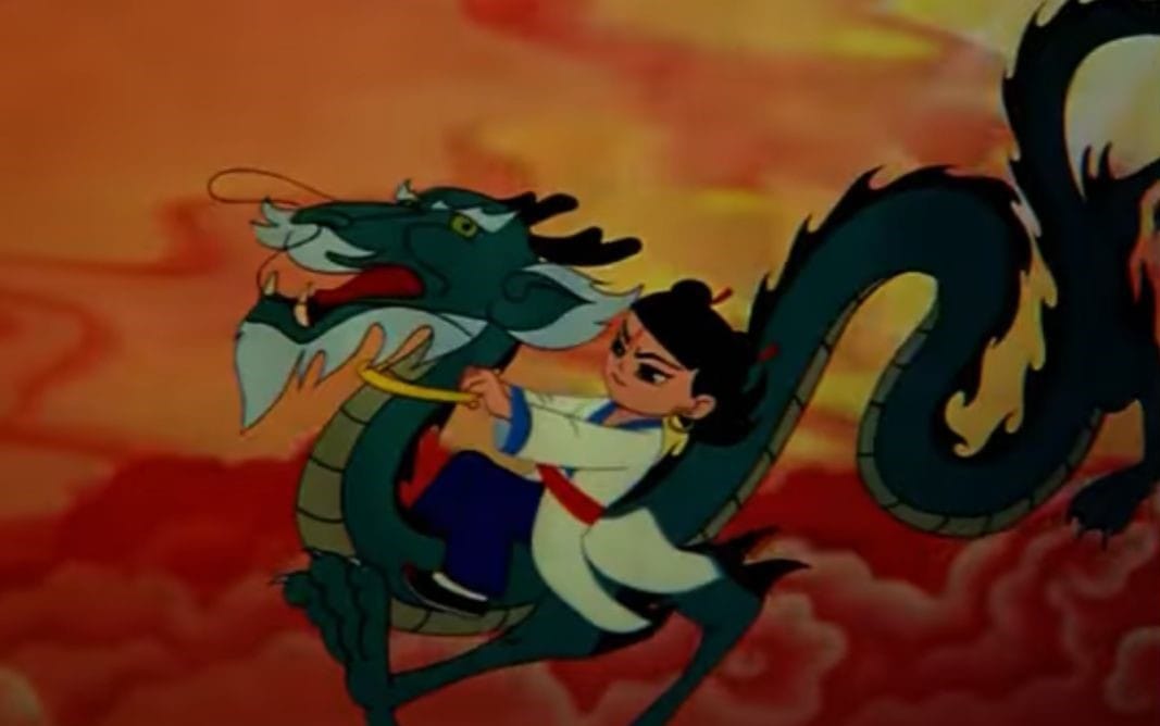 Nezha defeating the Dragon King