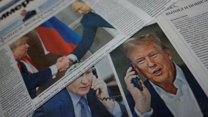 Representational image | Daily newspapers with covers dedicated to the recent phone call of Russian President Vladimir Putin and U.S. President Donald Trump, laid out at a newsstand in a street in Moscow, Russia, February 13, 2025 | Credit: Reuters/Maxim Shemetov