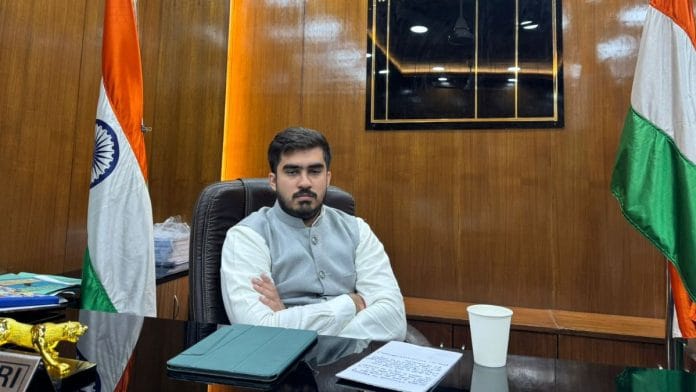 DUSU president Ronak Khatri in his office. | Sagrika Kissu | ThePrint