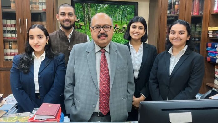 Justice Hrishikesh Roy (centre), with his law clerks Elisha Vaswani, Kumar Ritwik, , Shreyasi Singh & Shetty Neha Santosh. (left to right) | By special arrangement