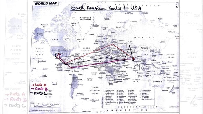 A police document mapping some of the 'donkey routes'. | Delhi Police