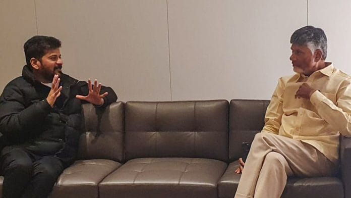 Telangana CM Revanth Reddy AND Andhra Pradesh CM Chandrababu Naidu | File Photo | ANI