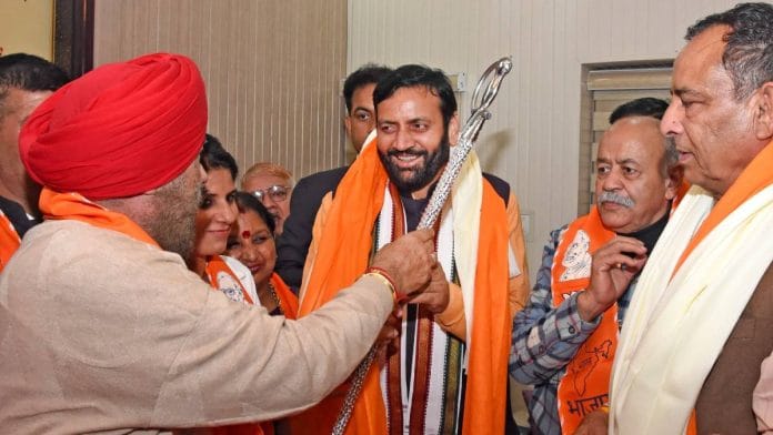 Tarlochan Singh with Haryana CM Nayab Singh Saini Tuesday | Photo: X/@NayabSainiBJP