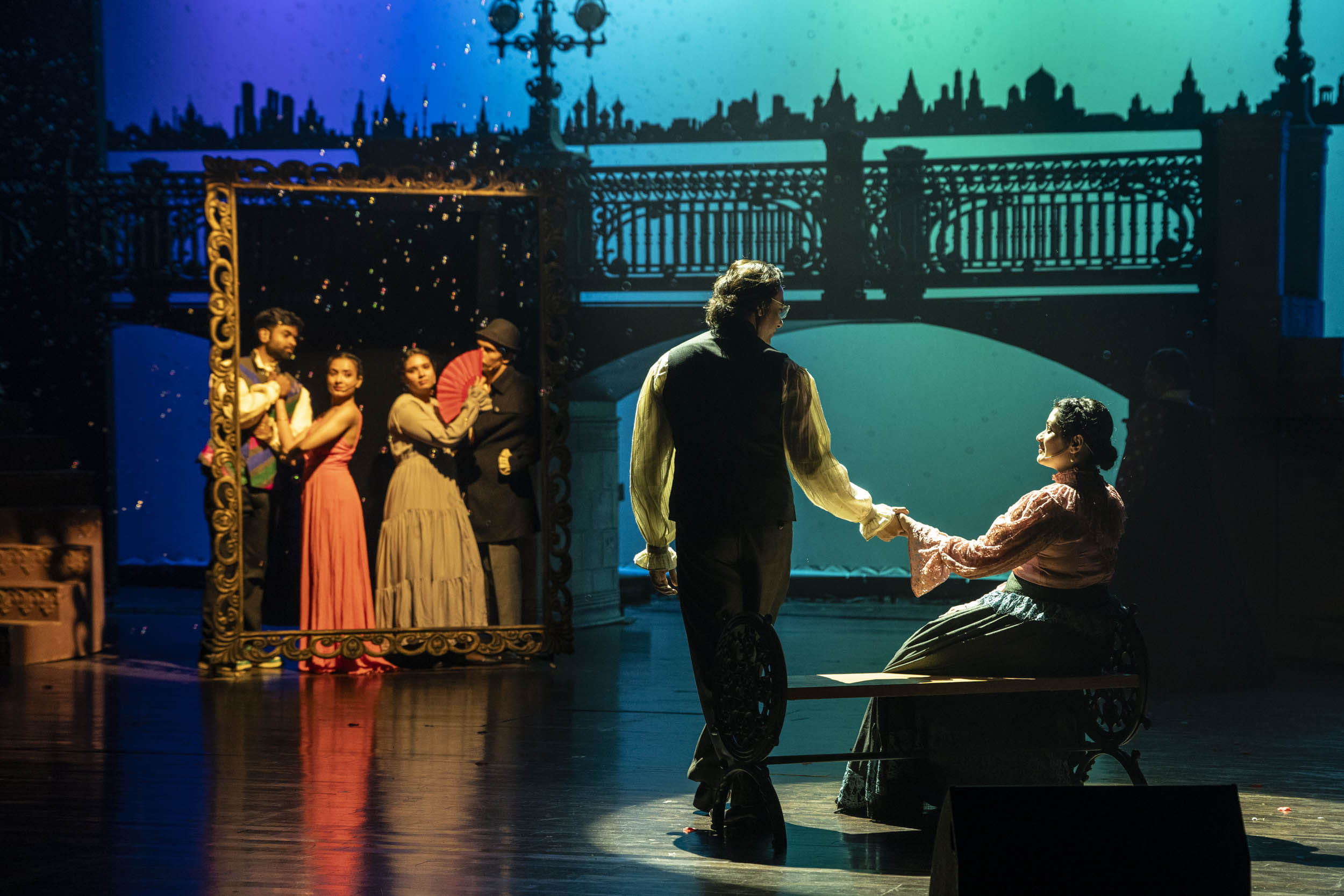 At Delhi’s Kamani Auditorium, the curtains lift to reveal a stunning set – bar, a beautiful bridge, and a skyline beyond which lies the Neva River in St Petersburg | Photo credit: Aadyam Theatre