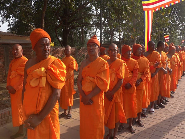 Ordination ceremony for 500 novice monks underway in Nepal's Lumbini