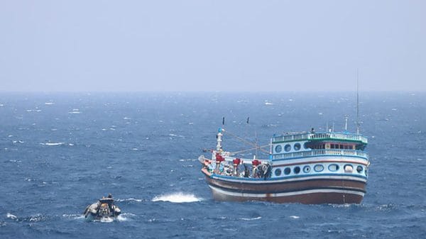 AMRASHREE--INS Tarkash assists Iranian Dhow in Indian Ocean rescue mission