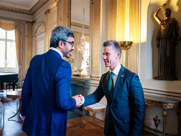 UAE Foreign Minister Abdullah bin Zayed meets Swedish Defence Minister