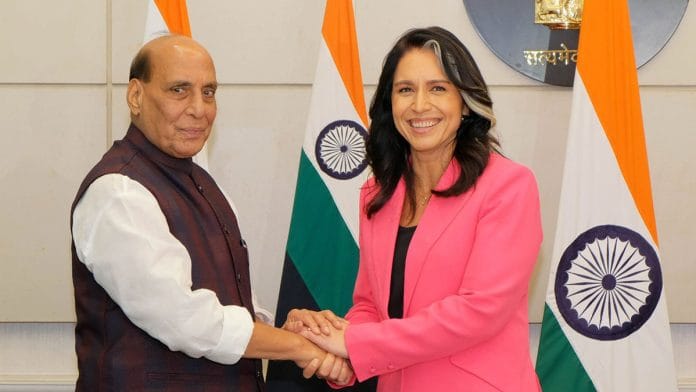 Rajnath Singh discusses defence, intelligence sharing with Tulsi Gabbard