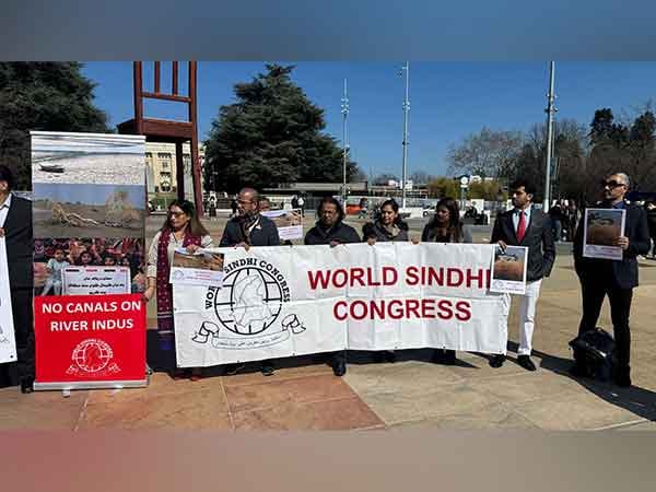 Geneva: World Sindhi Congress protests over illegal canals on Indus River at UN Human Rights Council session
