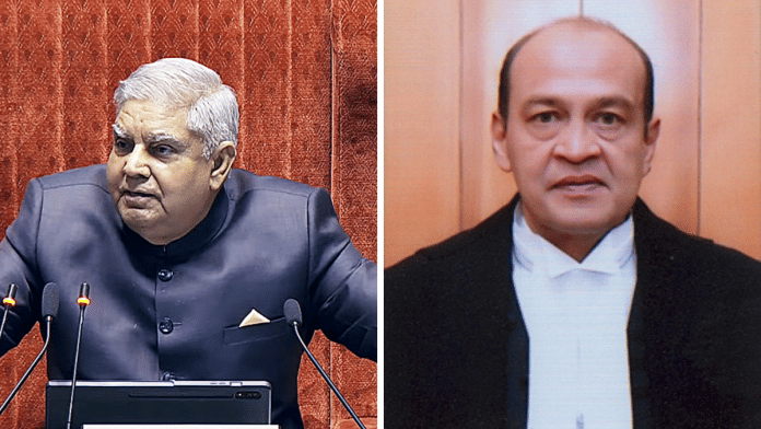 Vice President & Rajya Sabha chairperson Jagdeep Dhankar (L). Justice Yashwant Varma (R) | ANI and Allahabad High Court