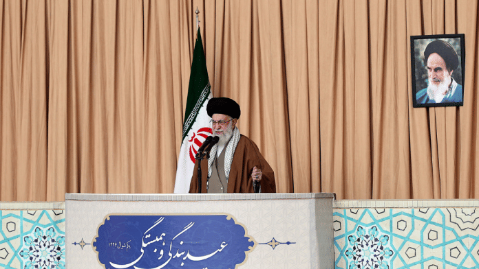 Iran's Supreme Leader Ayatollah Ali Khamenei speaks after Eid al-Fitr prayers to mark the end of the holy month of Ramadan, in Tehran, Iran, March 31, 2025. Office of the Iranian Supreme Leader/WANA (West Asia News Agency)/Handout via Reuters