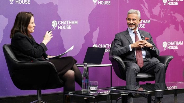 External Affairs Minister Jaishankar at Chatham House, London, Wednesday | ANI