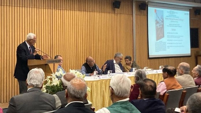 Former J&K governor N.N. Vohra speaking at the event at the IIC, New Delhi. | Keshav Padmanabhan | ThePrint