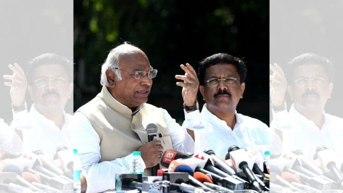 File photo of Congress president Mallikarjun Kharge and Naseer Hussain | ANI