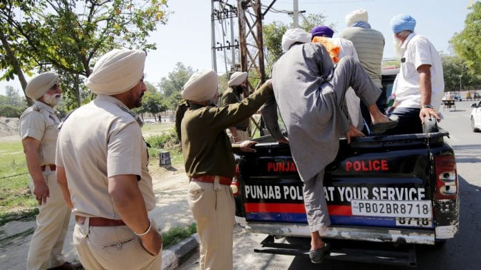 Punjab police detain farmers as they try to approach DC office in Amritsar on 20 March, 2025 | ANI/Raminder Pal Singh