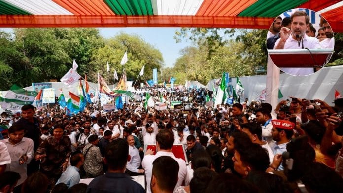 Rahul Gandhi speaking at the Jantar Mantar, New Delhi. | @YadavArunesh/ X